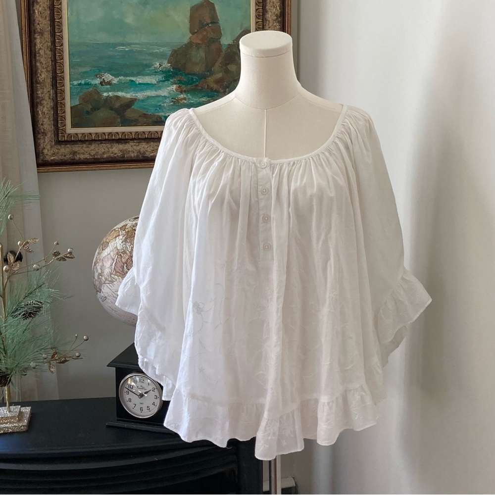 French Connection White Boho Shirt Blouse